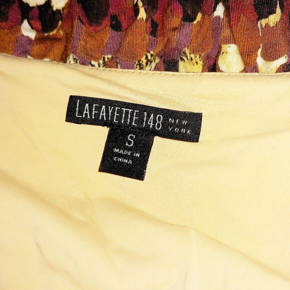 Lafayette 148 midi dress sleeveless feather stripe print V-neck Size Small - Picture 8 of 10